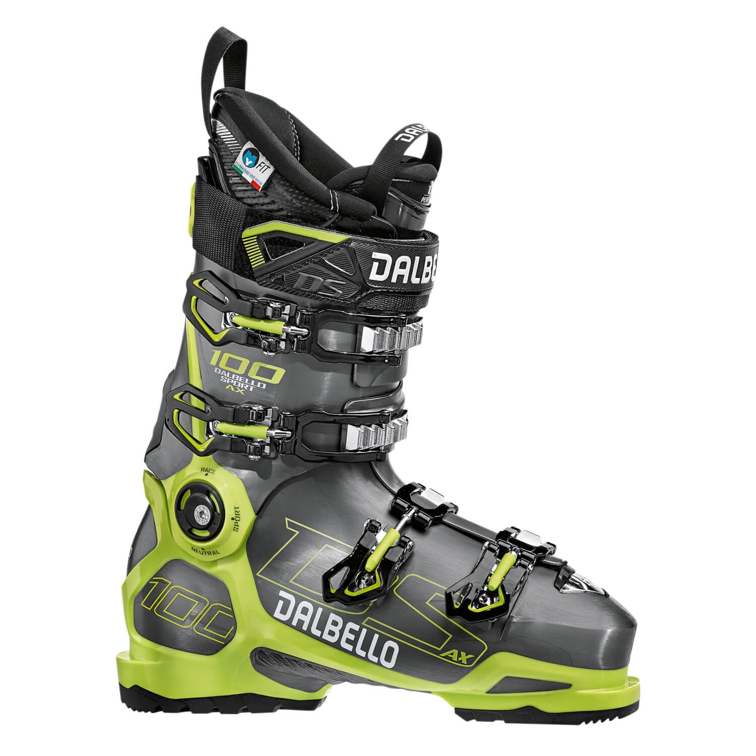 Image of DALBELLO Dalbello Ds Ax 100 Anthracite/Acid Yellow Ski Boots  Snowfit