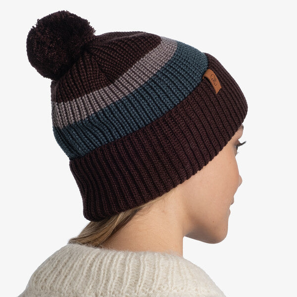 Collection of Buff Knitted Hat Elon Maroon BUFF in a gallery layout