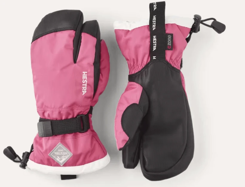 Image of HESTRA Hestra Gauntlet Czone JR 3-Finger Junior Mitt Fuchsia & ivory / 7 Snowfit