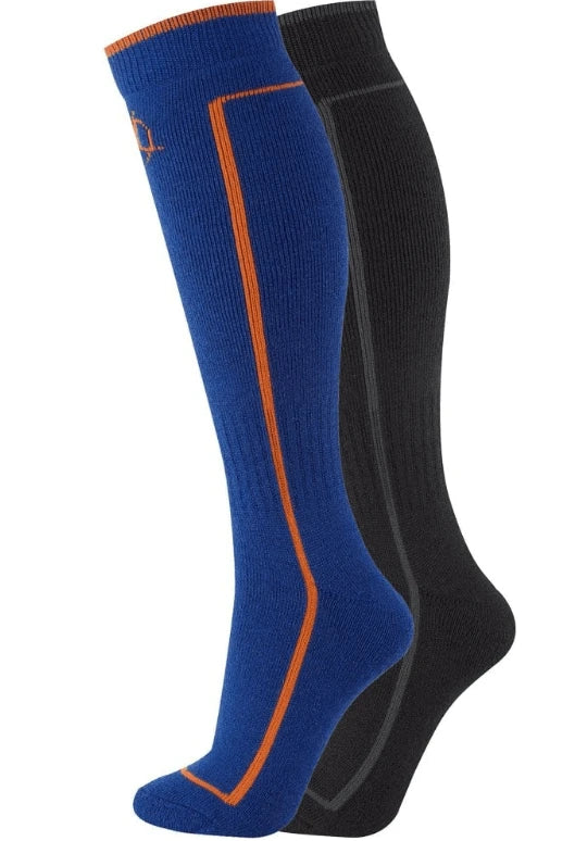 MANBI Manbi Adult Performance Twin Pack Socks UK 12.5-3.5 / Black/Blue Snowfit