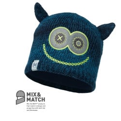 Image of Buff Monster Merry Dark Navy/Navy Jnr Knitted & Polar Hat BUFF