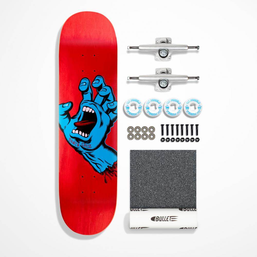 Santa Cruz Santa Cruz Complete Skate Kit Screaming Hand Red 8 IN  Snowfit