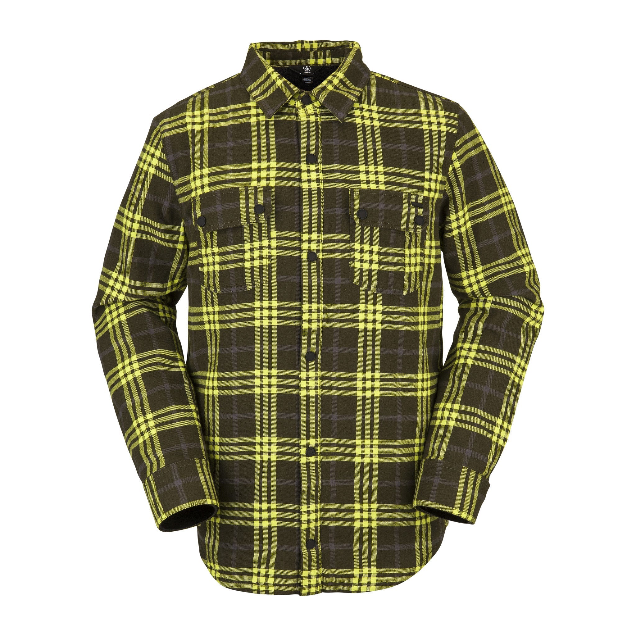 Image of Volcom Sherpa Flannel Jacket Black Green VOLCOM