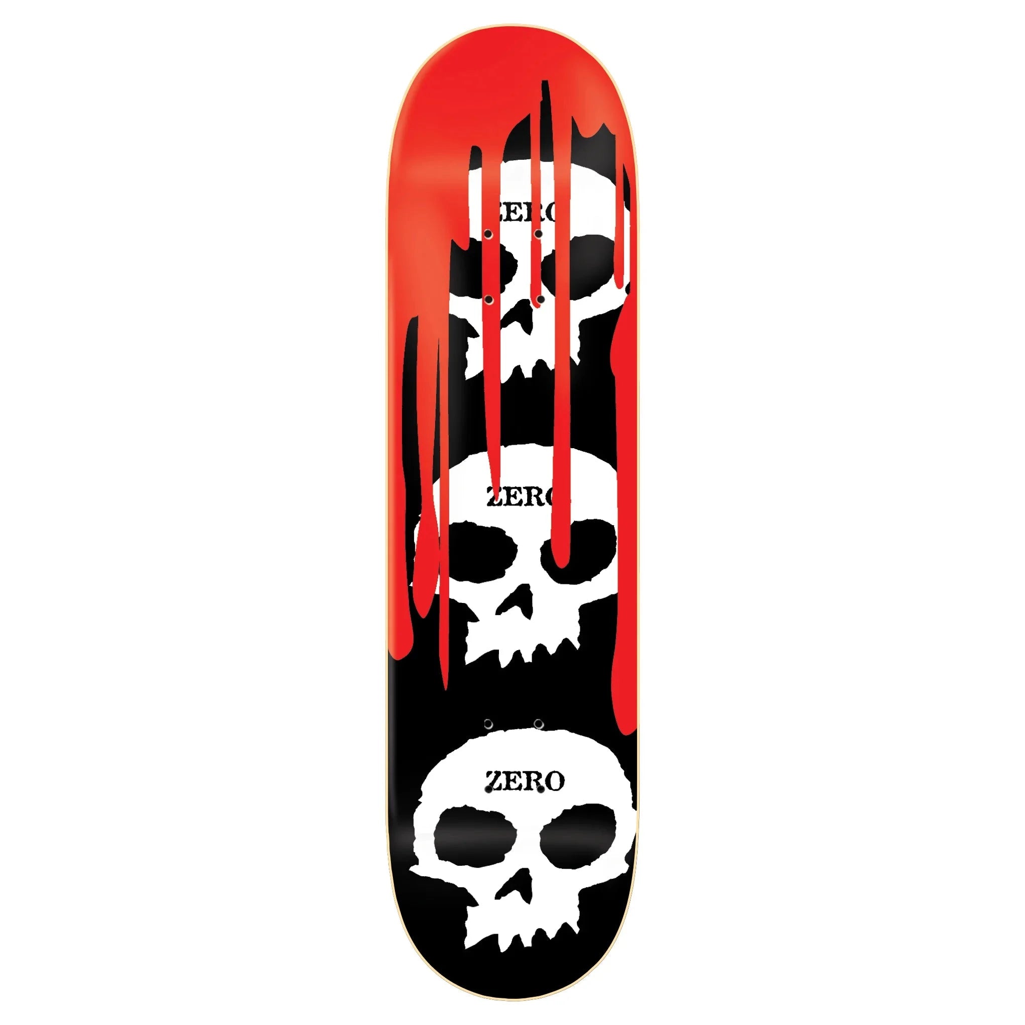 Image of Zero Zero Skateboard Deck 3 Skull Blood Black White Red 7.75